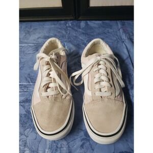Vans off the walll Suede Pink Blushing White Classic Skate Shoes Women 6 Men 4.5